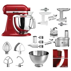 KitchenAid Küchenmaschine 5KSM175PS Fleischwolf Gemüse Set Empire Rot