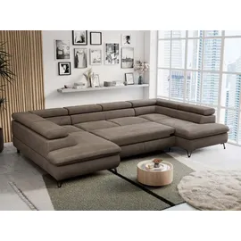 MKS Meble Wohnzimmersofa U-form, Eckcouch, Schlaffunktion und Bettkasten - PETER U - Velvet - Braun - Braun