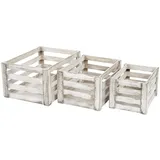 Mendler Holzkiste 3er Set shabby weiß