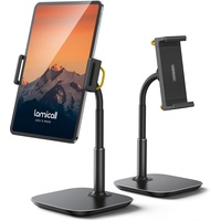 Lamicall Tablet Ständer Verstellbare, Tablet Halterung - Universal Halter, Stand für 2022 iPad Pro 9.7, 10.5, 12.9, iPad Air Mini 2 3 4, Switch, Tab, iPhone, und Tablet mit 4.7-13 Zoll - Schwarz