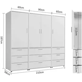 mokebo Drehtürenschrank Der Grenzenlose 210 x 187 x 58 cm Weiß