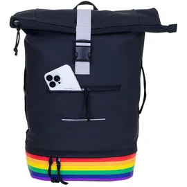 Elephant Gin Freizeitrucksack Herren Damen Plane Time Bag COMP 25 L Kurierrucksack Roll-Top Laptoprucksack 12823 Bi Color Rainbow (Regenbogen - Schwarz) - Schwarz