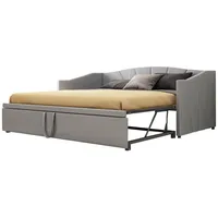 Ulife Daybett Ausziehbares Schlafsofa, Samt, 90/180×200 grau