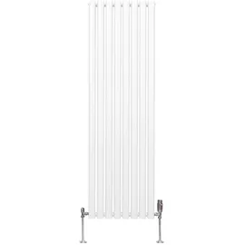 MonsterShop Röhrenheizkörper 1600 x 480 mm Chrom 7,8 kW weiß Thermostatventil