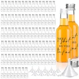 Bokon Mini-Hochzeits-Likörflaschen, Take a Shot We Tied The Knot Schnapsgläser für Gäste, 50 ml, wiederverwendbar, leere Flasche mit Kappe, Trichter, Acryl, Mini-Gläser für Braut (Silber), 100 Stück