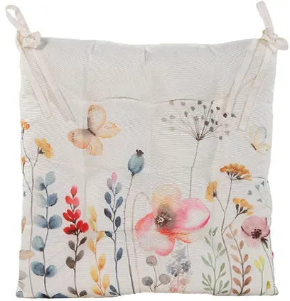 Sitzkissen Outdoor 38x38cm Feldblumen creme