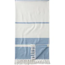 Hamamtuch EGERIA "Pestemal Herri", blau, B:100cm L:180cm, Hamam Frottier, Obermaterial: 100% Baumwolle, Handtücher (Packung), 100x180 cm, mit Muster & Fransen, ideal als Strandtuch
