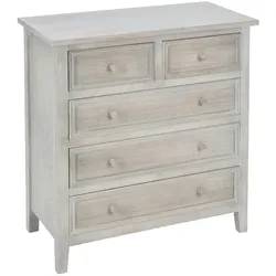 WellHome - Natürliche Kommode mit 5 Schubladen aus gebleichtem Holz 72,1x34,3x81,2cm
