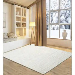 Wollteppich MY HOME "Daoulas", beige (natur beige), B:55cm H:10mm L:80cm, Schurwolle, Teppiche, Handweb Teppich, reine Wolle, modernes Rauten Muster, Scandi Design