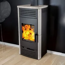 Wamsler Seto Kaminofen Limestone/Korpus Stahl Schwarz