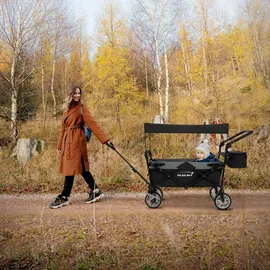 Hauki Bollerwagen faltbar Schwarz/Grau
