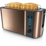Arendo Toaster 4 Scheiben, 1500W, Langschlitz, Brötchenaufsatz, Wärmeisoliert, Display Kupfer