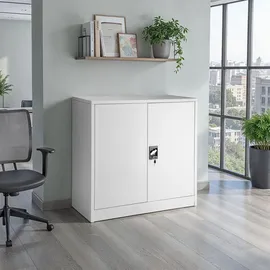 Tectake Büroschrank Stahl 90 x 40 x 90 cm grau abschließbar