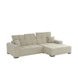 Möbel Kraft Eckcouch Flachgewebe 3-Sitzer Beige