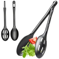Hausfelder Salatbesteck schwarz zweiteilig, Salatbesteck und Salatzange Kunststoff (Schwarz)