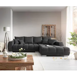 DeLife Eckcouch Mikrofaser 3-Sitzer Schwarz