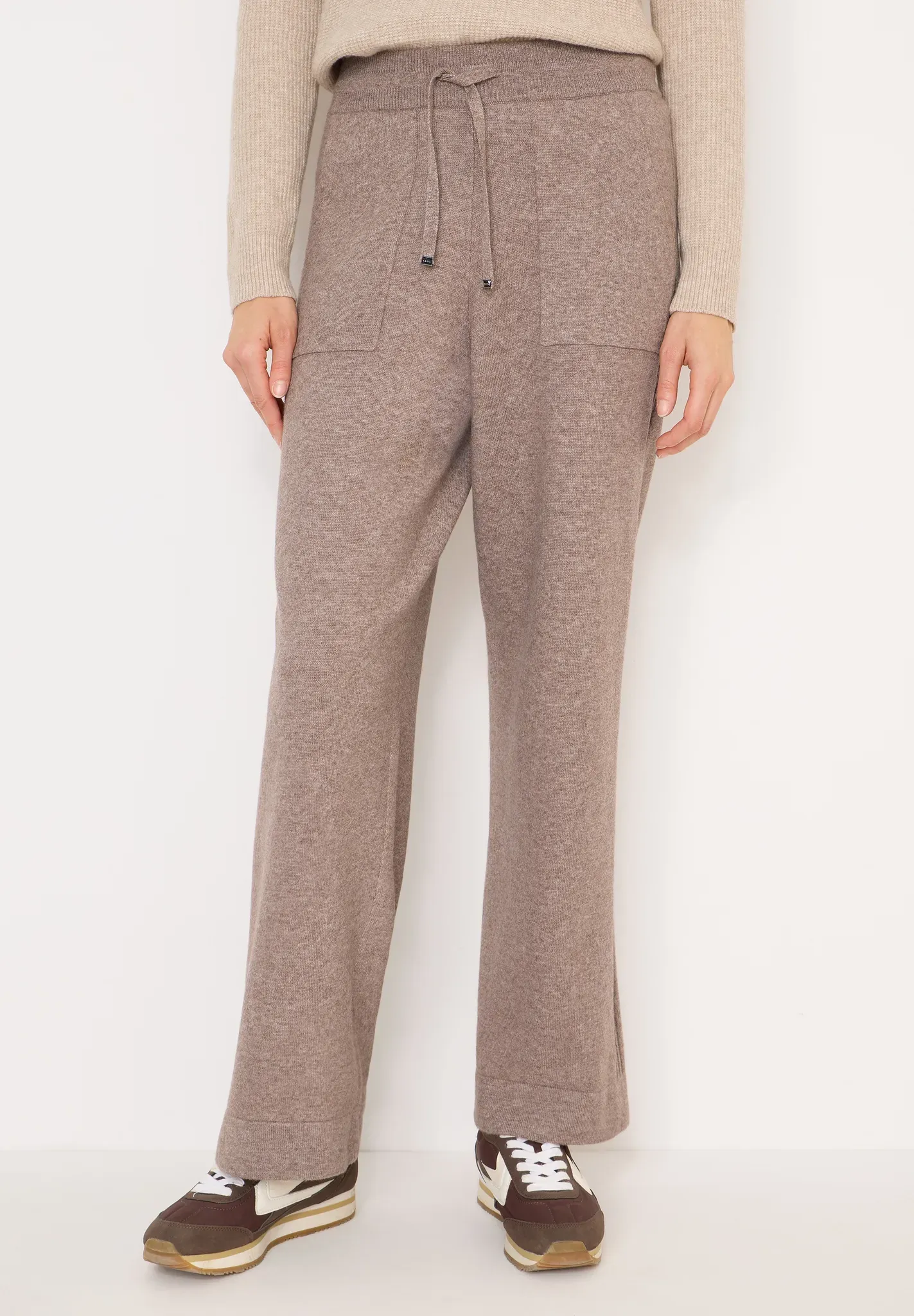 Jogger Pants CECIL, Damen, Gr. M, Länge 28, chocolate mousse melange, Web, 33% Polyester, 31% Polyacryl, 24% Baumwolle, 12% Nylon, meliert, comfort fit knöchellang, Hosen, High Waist