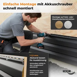 HEXIM Siding Fassadenpaneele grau 2 St. UV-beständig
