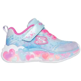 SKECHERS Lauflernschuh SKECHERS "ETERNAL HEART LIGHTS", Baby, Gr. 23, bunt (hellblau, multi), Lederimitat, Textil, Glitzer, Schuhe, Blink,-Klettschuh mit Herz-Applikation, Größenschablone zum Download