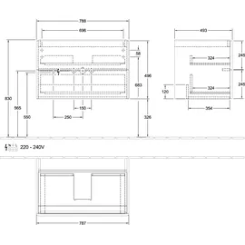 Villeroy & Boch Antao Waschbeckenunterschrank K04, 788x504x496mm FK/AP: HN/- K04000HN,