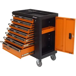Enders Holmwerk® Werkstattwagen Profi leer 7 Schubladen, Seitentür, orange Montagewagen Werkzeugwagen