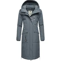 Ragwear Damen Langer Wintermantel Warmer wasserdichter Parka mit Schlüsselanhänger Refutura Remake Grey Gr. 3XL - 3XL