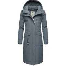 Ragwear Damen Langer Wintermantel Warmer wasserdichter Parka mit Schlüsselanhänger Refutura Remake Grey Gr. 3XL - 3XL