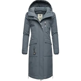 Ragwear Damen Langer Wintermantel Warmer wasserdichter Parka mit Schlüsselanhänger Refutura Remake Grey Gr. 3XL - 3XL