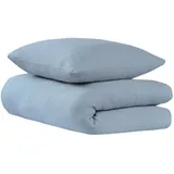SCHIESSER Uncover by Schiesser Bettwäscheset Lennox - Musselin - 2-teilig - 135x200cm - Hellblau