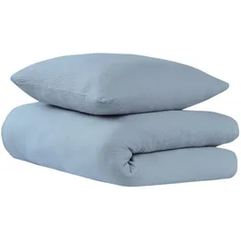 SCHIESSER Uncover by Schiesser Bettwäscheset Lennox - Musselin - 2-teilig - 135x200cm - Hellblau