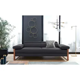 W.Schillig Couch Leder 3-Sitzer Grau