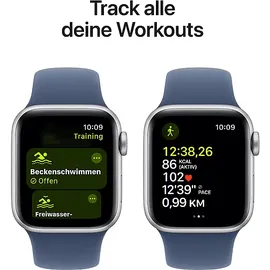 Apple Watch SE 2024 GPS 40 mm Aluminiumgehäuse Silber, Sportarmband Denim S/M