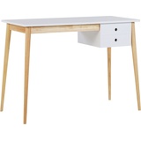 Beliani Schreibtisch weiß / heller Holzfarbton 106 x 48 cm EBEME