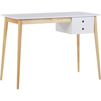 Beliani Schreibtisch weiß / heller Holzfarbton 106 x 48 cm EBEME