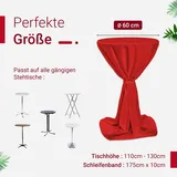 TexDeko Stehtischhusse Premium Rot Ø 60cm mit Schleifenband