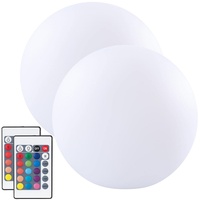 Lunartec 2er-Set Akku-Leuchtkugeln für innen und außen, Ø20 cm,