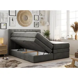 MKS Meble Boxspringbett Dunkelgrau, Textil, 2-Sitzer, H4, Rechteckig, 180x200 cm, Schlafzimmer, Betten, Boxspringbetten