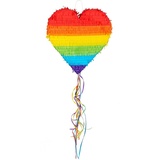 Boland 30965 - Zieh-Pinata Regenbogen-Herz, Größe 37 x 36 x 7,5 cm, zum Befüllen mit Süßigkeiten und Konfetti, Party-Spaß, Geburtstag, Geschenk