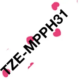 Brother TZE-MPPH31 Etiketten erstellendes Band Schwarz auf Rosa
