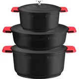 Homelux Kochtopf Set Induktions Töpfe Set mit Glasdeckel, mit Antihaftbeschichtung, Töpfe kochtöpfe Induktion, Spülmaschinengeeignet(4L+4L+6L)