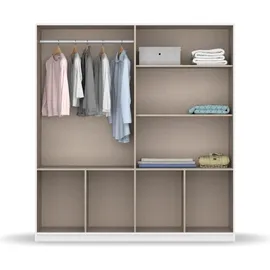 Rauch Kleiderschrank CELLE, Alpinweiß matt - Weiß Hochglanz - 181 x 197 cm - 4 Türen