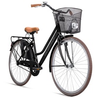 bergsteiger Cityrad Amsterdam 26, 28 Zoll Damenfahrrad, ab 150 cm, Korb, 1 Gang schwarz