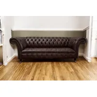 JVmoebel Chesterfield-Sofa Polster Sofa Design Sofas 3 Sitzer Chesterfield 100% Leder Sofort, Made in Europa braun
