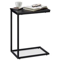 Relaxdays Beistelltisch schwarz, Metallgestell, robust, Melaminplatte, Dekotisch, u-förmiger Couchtisch