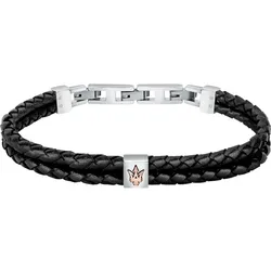 Maserati Armband Edelstahl, Leder, recycelt schwarz Herren 
