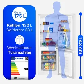 Bomann KG 322.1 Kühl-Gefrierkombination (175 l, 1430 mm hoch, Weiß)