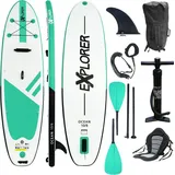 EXPLORER SUP-Board »Ocean 10‘8“ Aufblasbares Stand Up Paddle Set (325x84x15cm)«, (Set, 8 tlg., incl. Zubehör, Kajaksitz, Fußschlaufe), grün