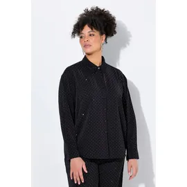 MIAMODA Hemdbluse oversized allover mit Glitzersteinchen schwarz 50