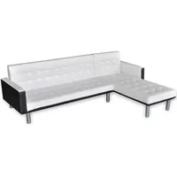 VidaXL Schlafsofa in L-Form Kunstleder Weiß und Schwarz