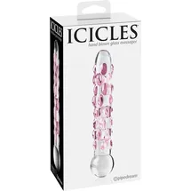 Icicles Glasdildo „No. 7“, 17,8 cm, mit Stimulationsnoppen, transparent